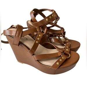Torrid Brown Bondage Strappy Wedge Sandals Sz 8W Boho‎ Chic summer Studded